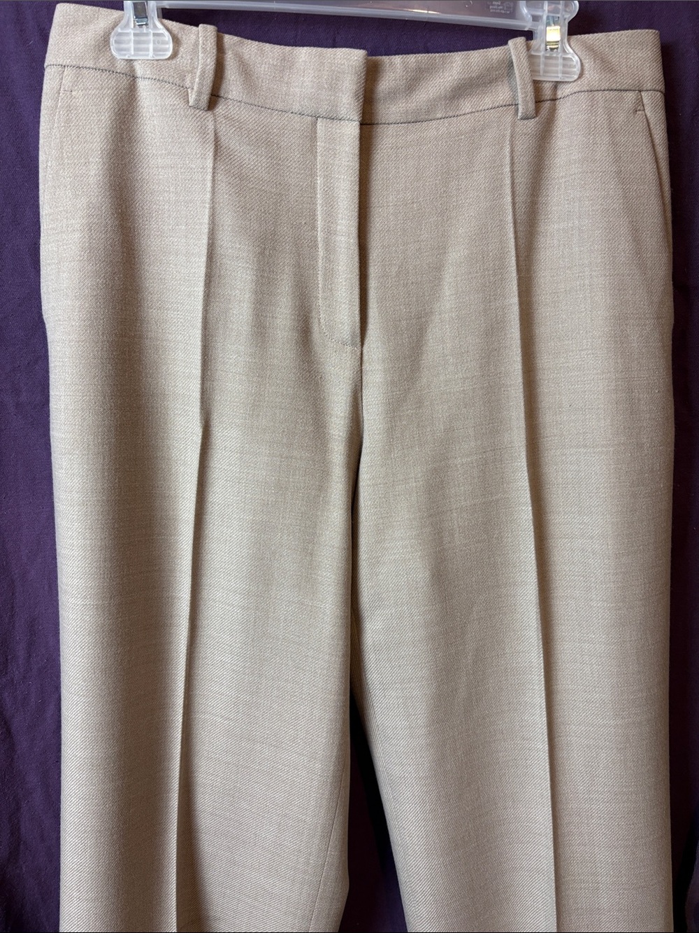 Lafayette 148 New York Beige Wool Blend Wide Leg Dress Pants Trousers Womens 8